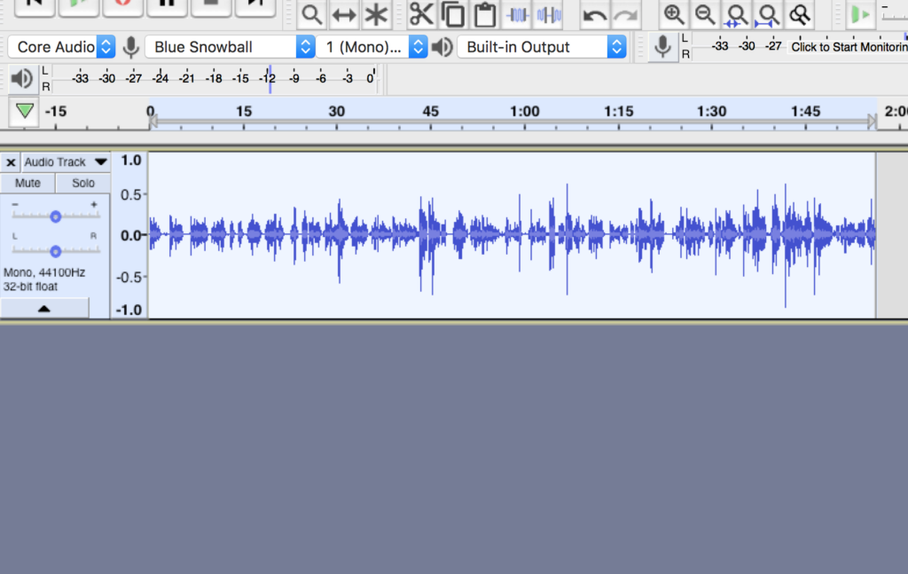 Boosted audio wave form in Audacity